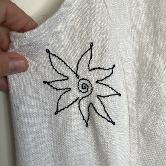 Madewell Women's Button Front Maxi Tea Dress Sz 10 Embroidered Floral 100% Linen - Picture 6 of 14